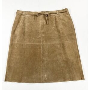 Vintage Y2K Isaac Mizrahi Suede‎ Leather Skirt Western Quiet Luxury Women's 16